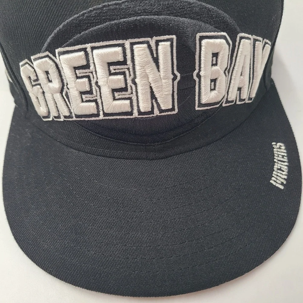 Green Bay Packers Hat Fitted 7 1/2 New Era 59Fifty Black‎ White NFL Football Men